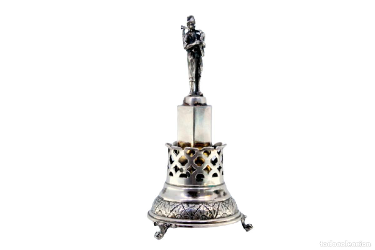 Antiquit&auml;ten: Soporte de plata para palillos de dientes - Reproductor de fuelle