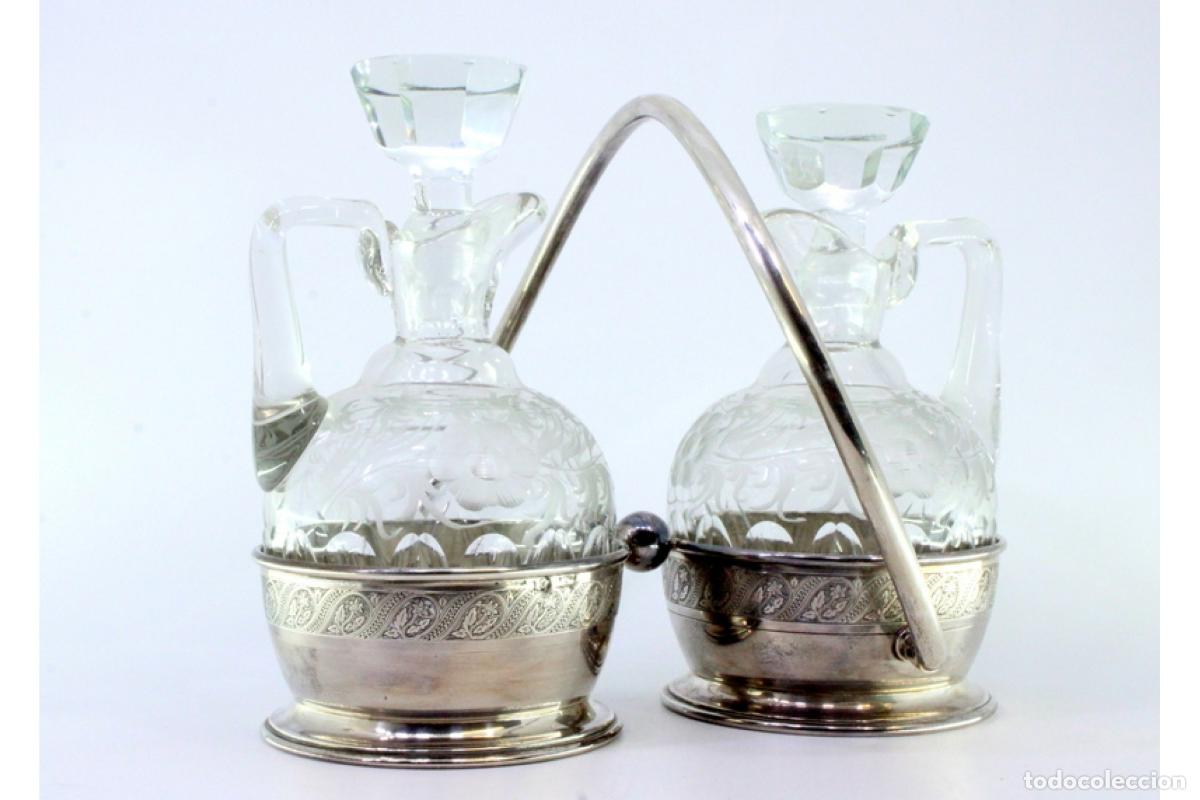 Antig&uuml;edades: Juego de vinagreras de plata - Foto 3