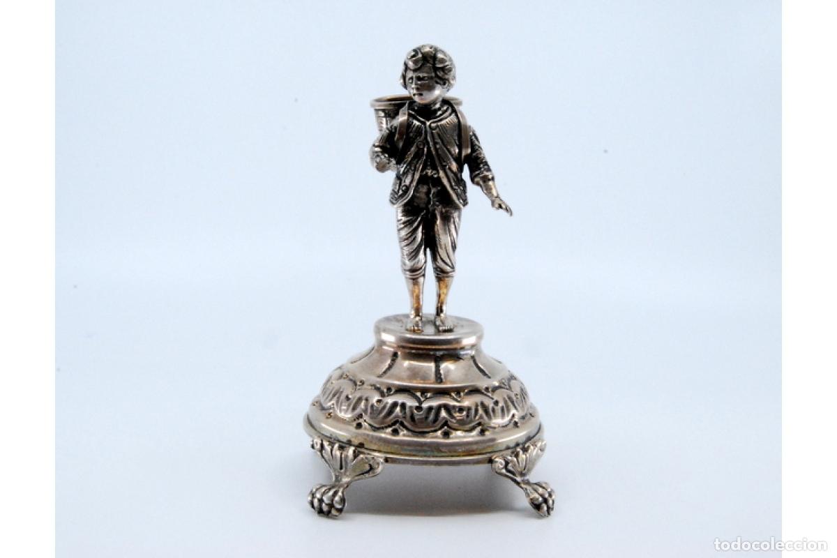 Antig&uuml;edades: Palillero de plata - Ni&ntilde;o con cesta - Foto 4