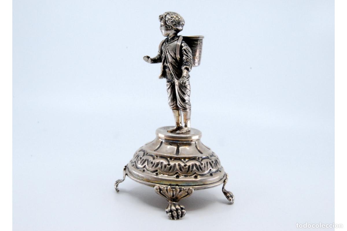Antig&uuml;edades: Palillero de plata - Ni&ntilde;o con cesta - Foto 5