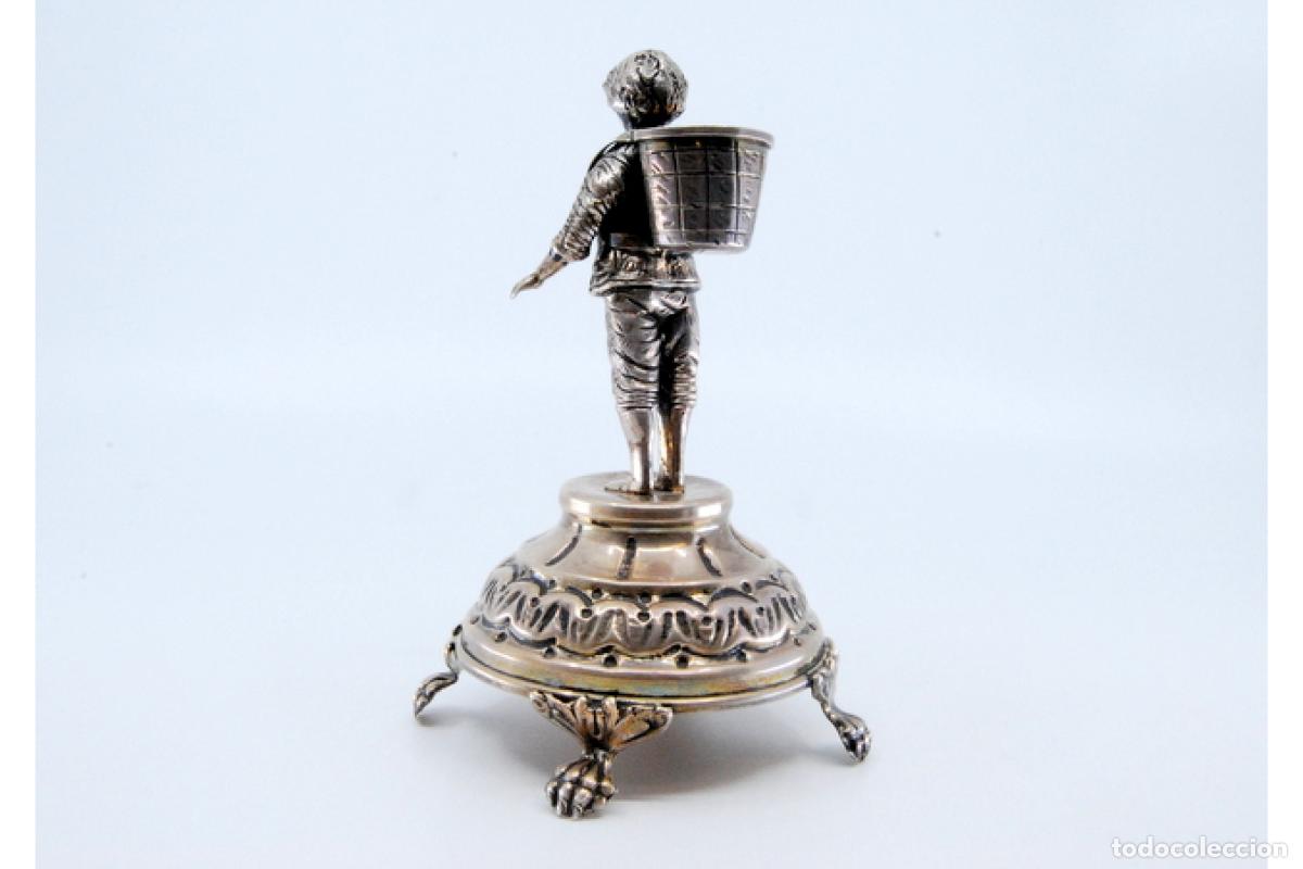 Antig&uuml;edades: Palillero de plata - Ni&ntilde;o con cesta - Foto 7
