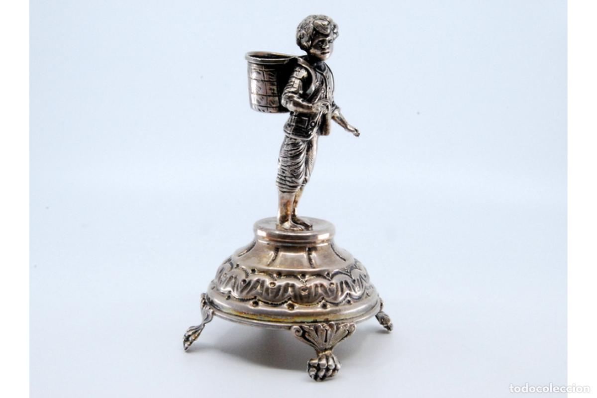 Antig&uuml;edades: Palillero de plata - Ni&ntilde;o con cesta - Foto 8