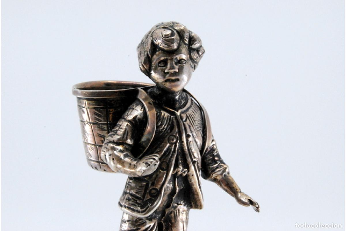 Antig&uuml;edades: Palillero de plata - Ni&ntilde;o con cesta - Foto 10