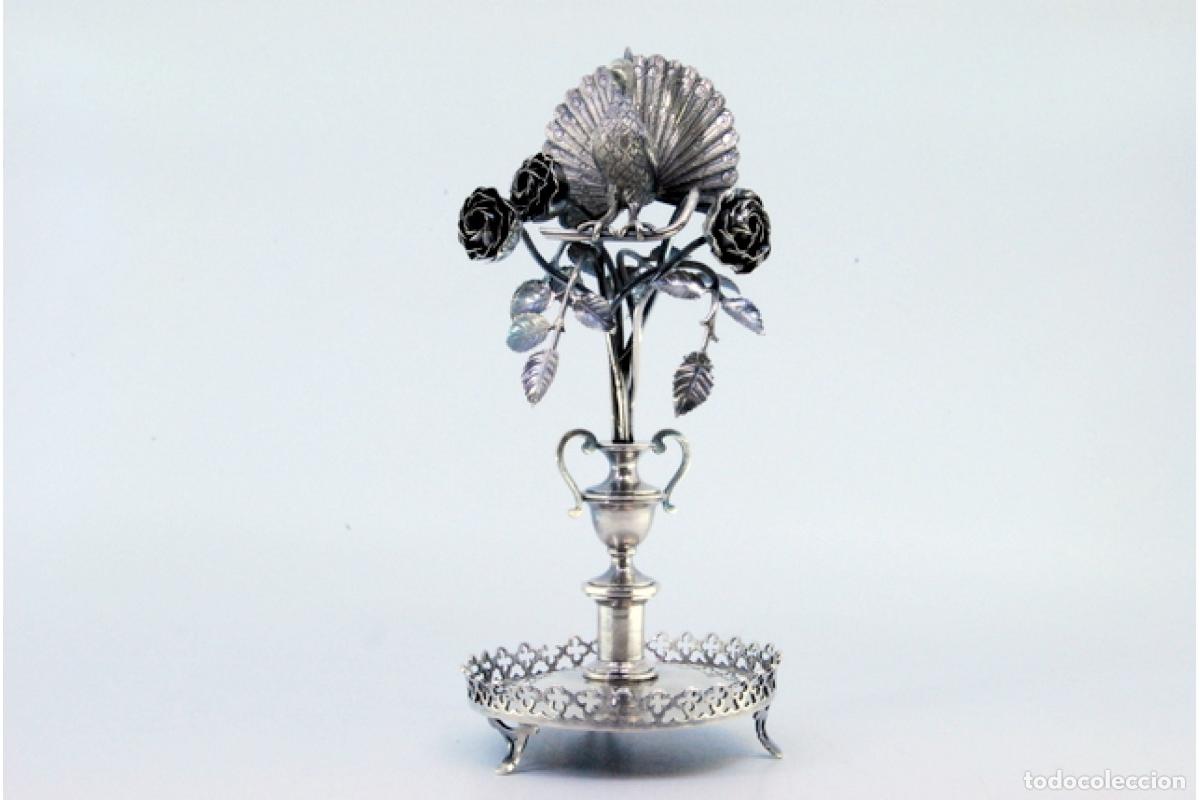 Antig&uuml;edades: Palillero de plata - Pavo real - Foto 8