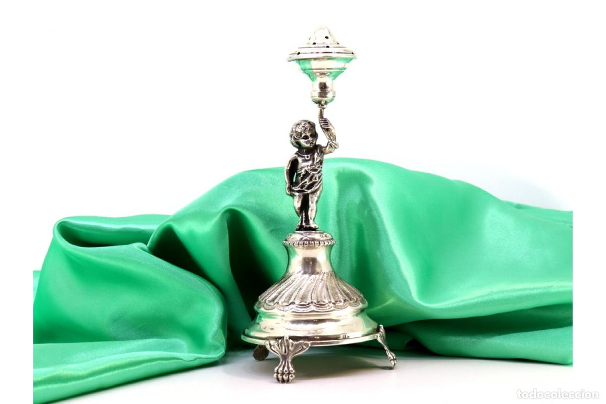 Antig&uuml;edades: Soporte para palillos de dientes de plata - Putti - Foto 1