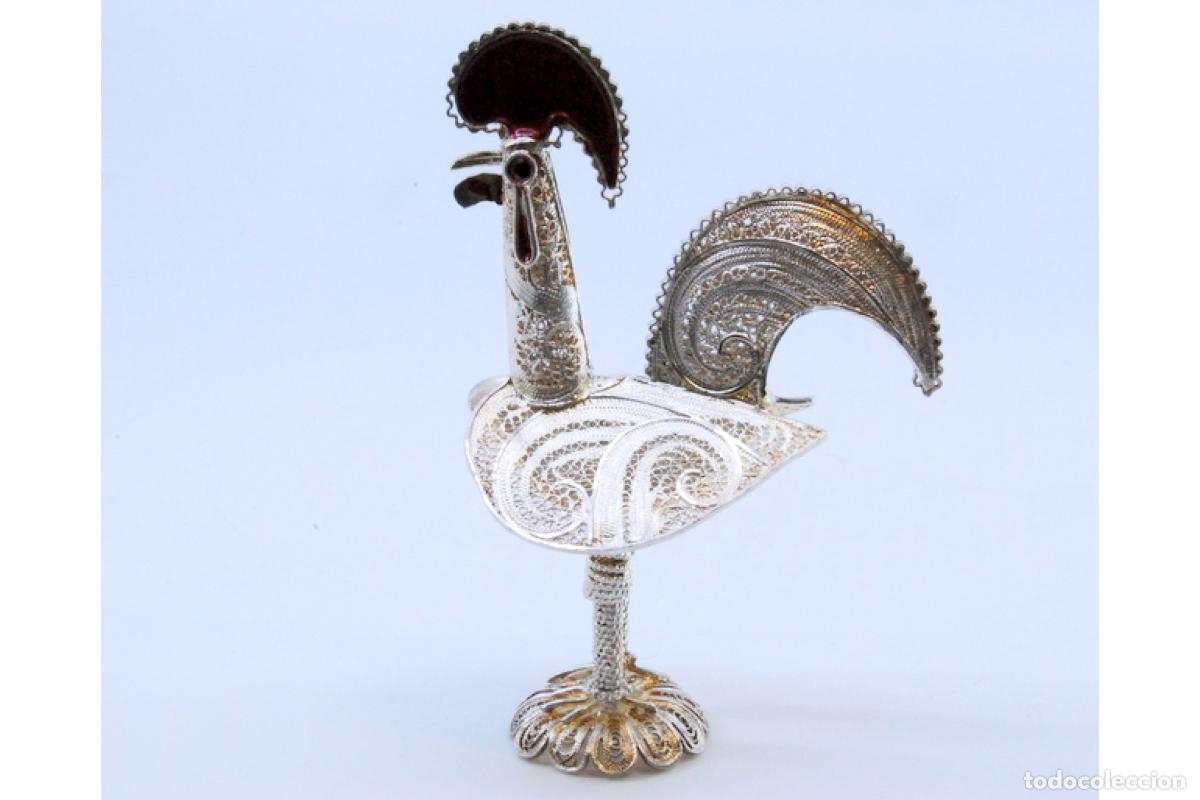 Antig&uuml;edades: Gallo en filigrana de plata - Foto 8