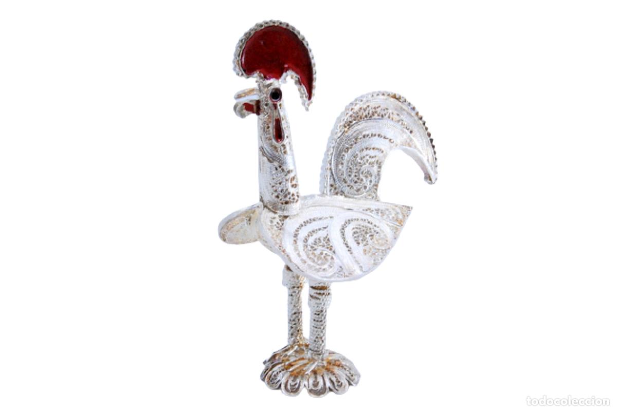 Antiguidades: Gallo en filigrana de plata