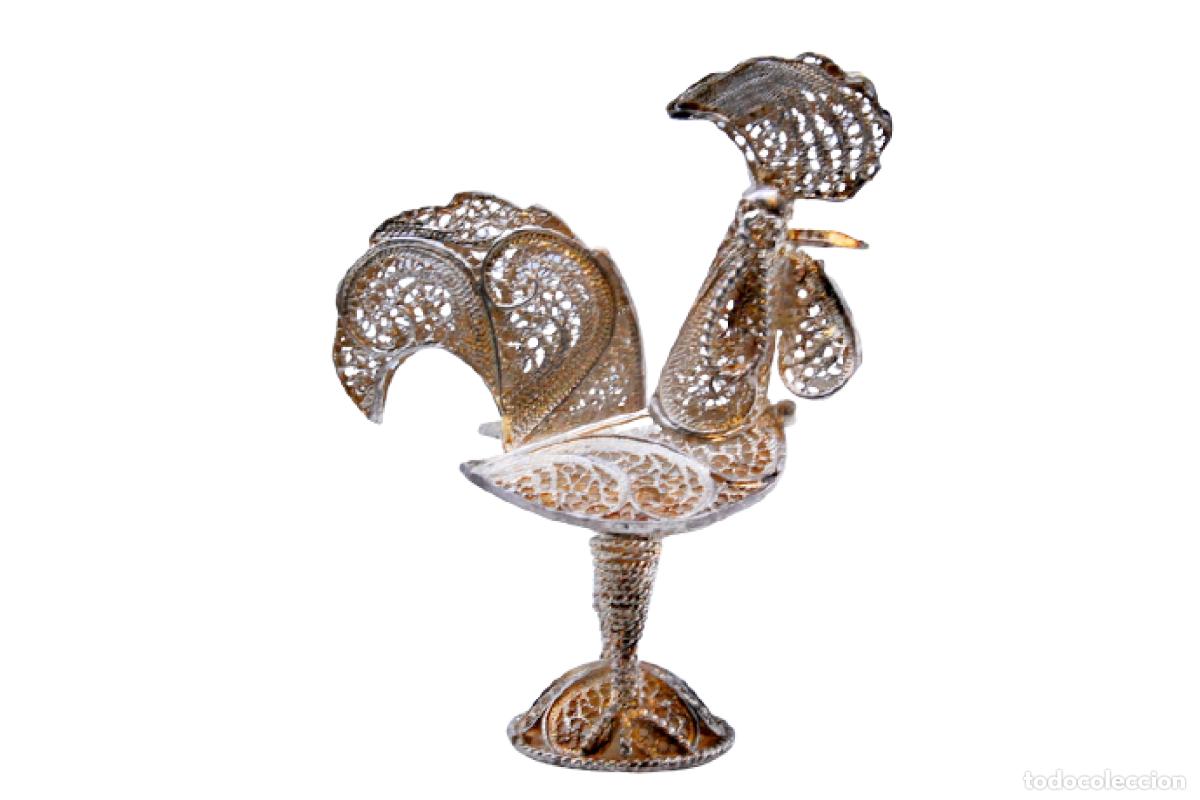 Antiguidades: Gallo en filigrana de plata