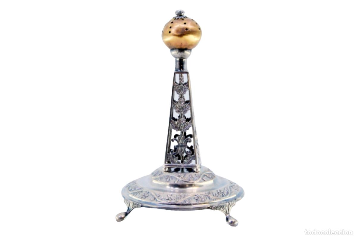 Antiguidades: Soporte para palillos de dientes de plata - Obelisco