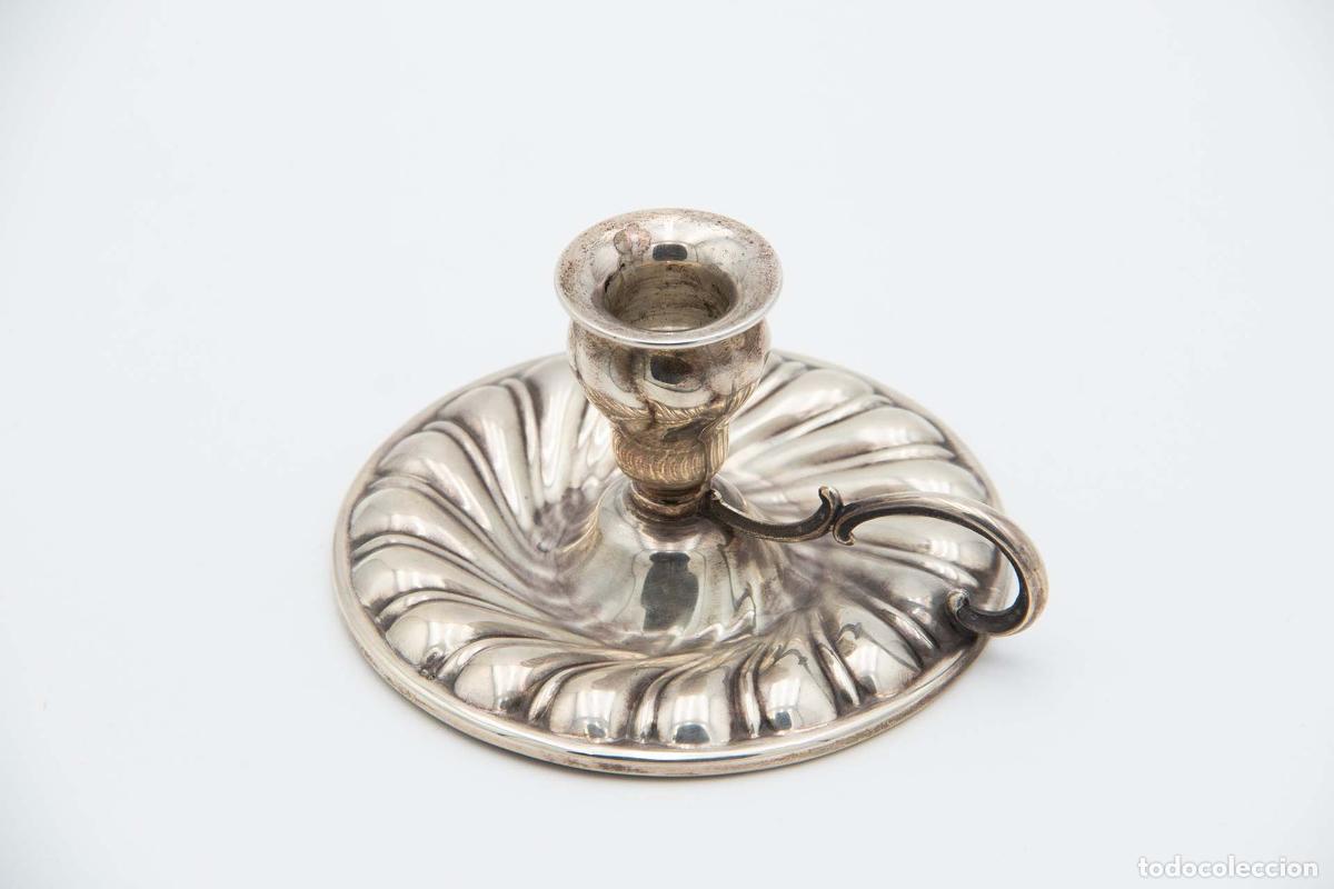 Antiguidades: Candelabro de mano, en plata