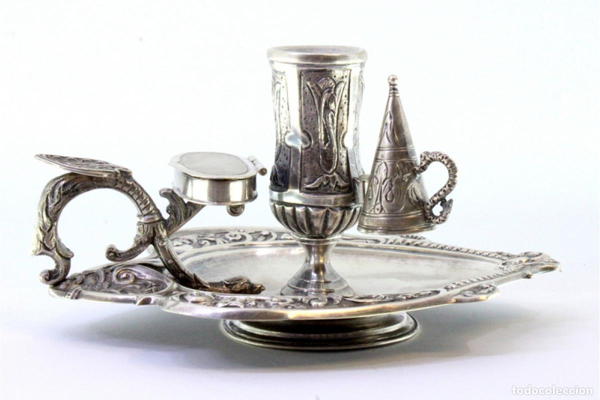 Antig&uuml;edades: Candelabro de mano, en plata - Foto 4