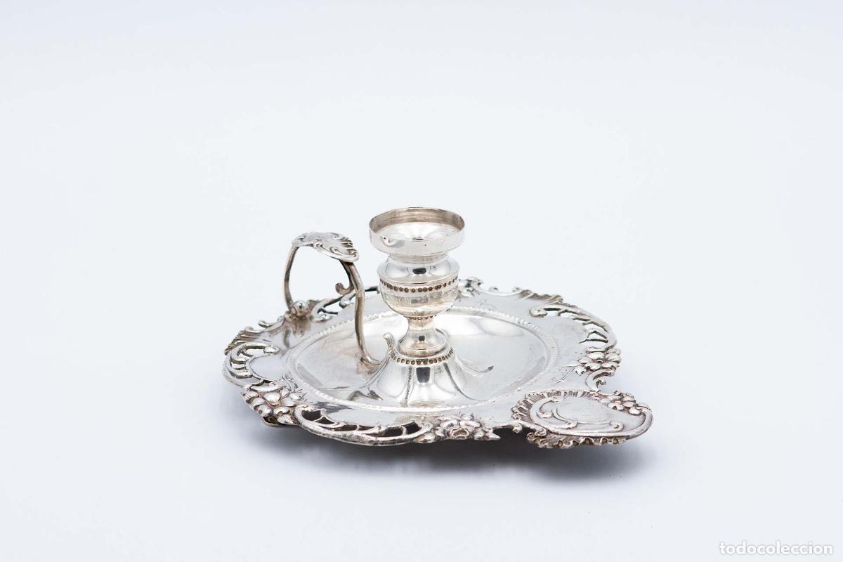 Oggetti Antichi: Candelabro de mano, en plata