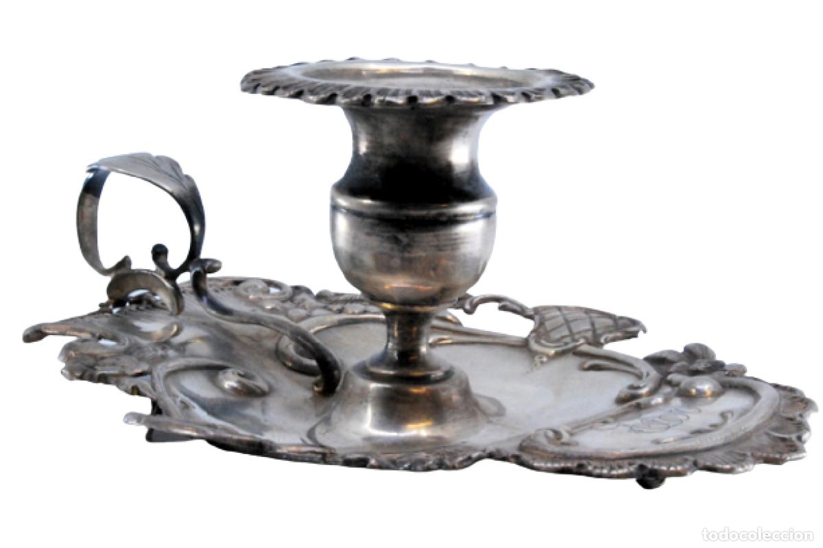 Oggetti Antichi: Candelabro de mano, en plata