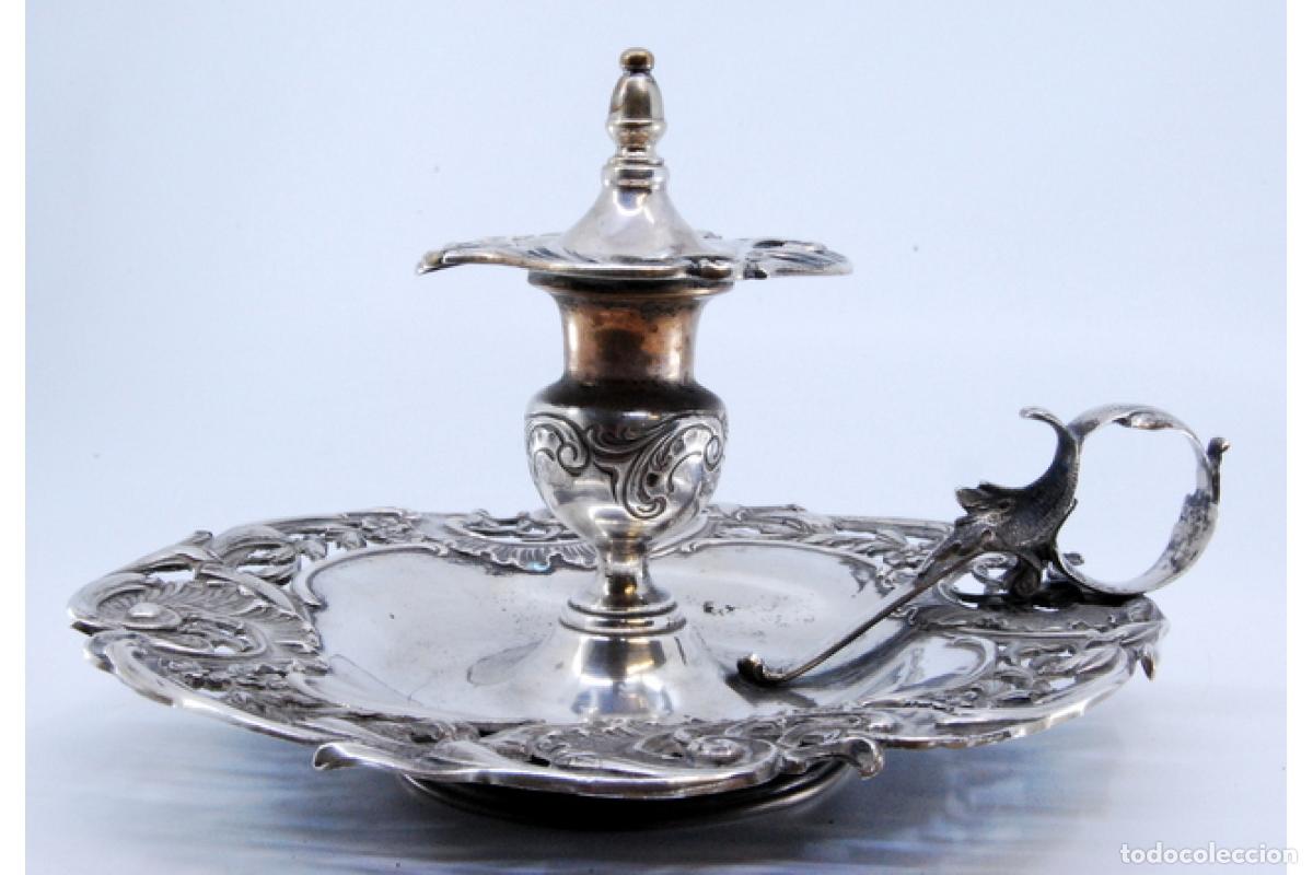 Antig&uuml;edades: Candelabro de mano, en plata - Foto 2