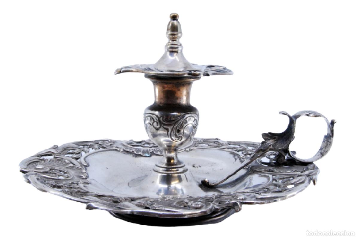 Antig&uuml;edades: Candelabro de mano, en plata