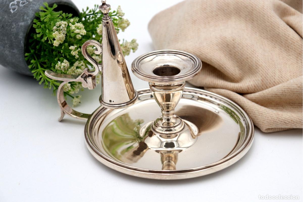 Antig&uuml;edades: Candelabro de mano, en plata - Foto 2