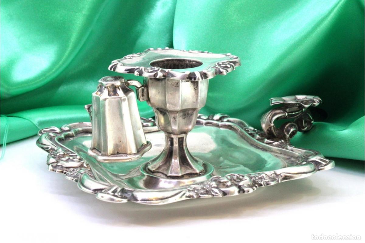 Antig&uuml;edades: Candelabro de mano, en plata - Foto 2