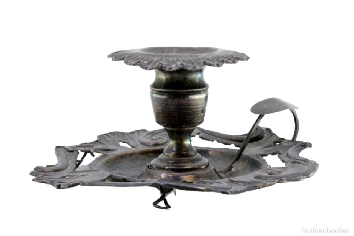 Antiguidades: Candelabro de mano, en plata