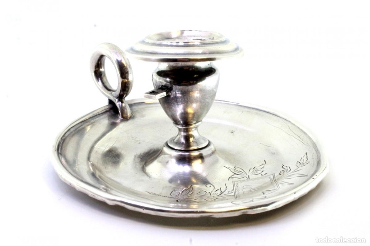 Antig&uuml;edades: Candelabro de mano, en plata - Foto 2