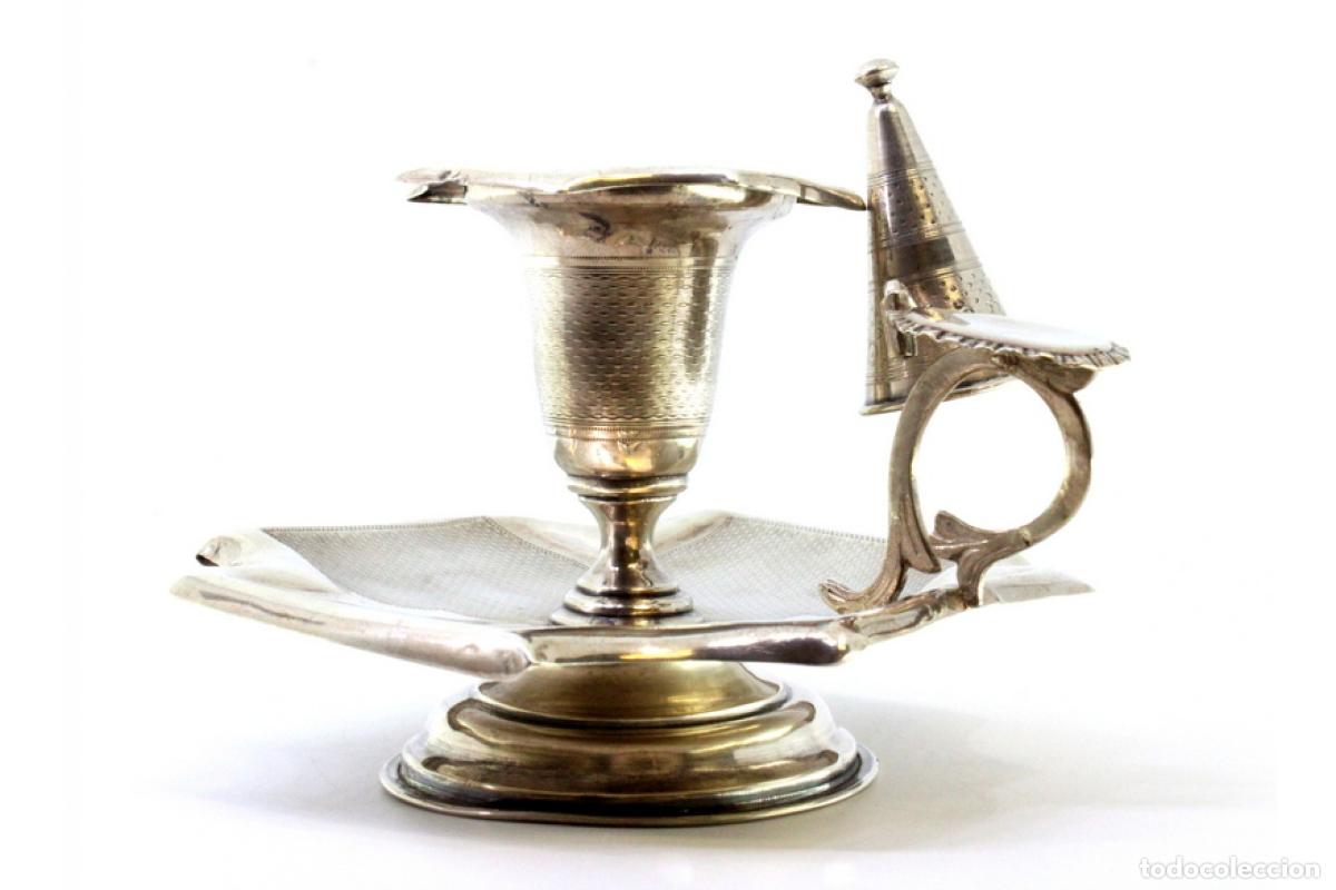 Antig&uuml;edades: Candelabro de mano, en plata - Foto 2