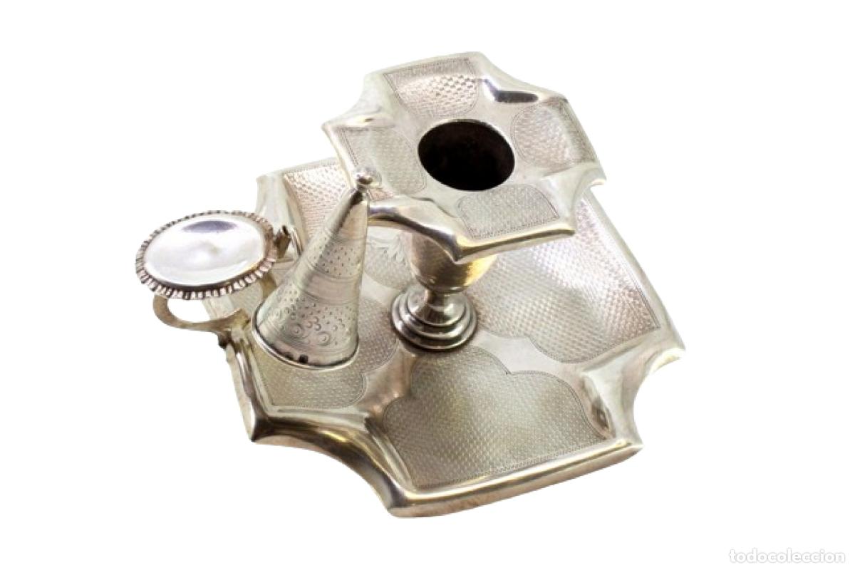 Antiquit&eacute;s: Candelabro de mano, en plata