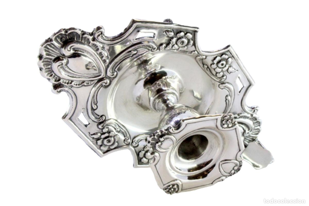 Oggetti Antichi: Candelabro de mano, en plata