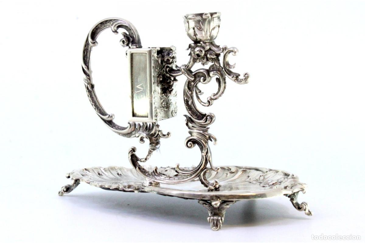 Antig&uuml;edades: Candelabro de mano, en plata - Foto 2