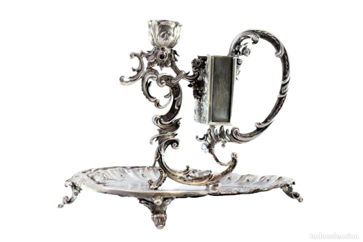 Antiques: Candelabro de mano, en plata