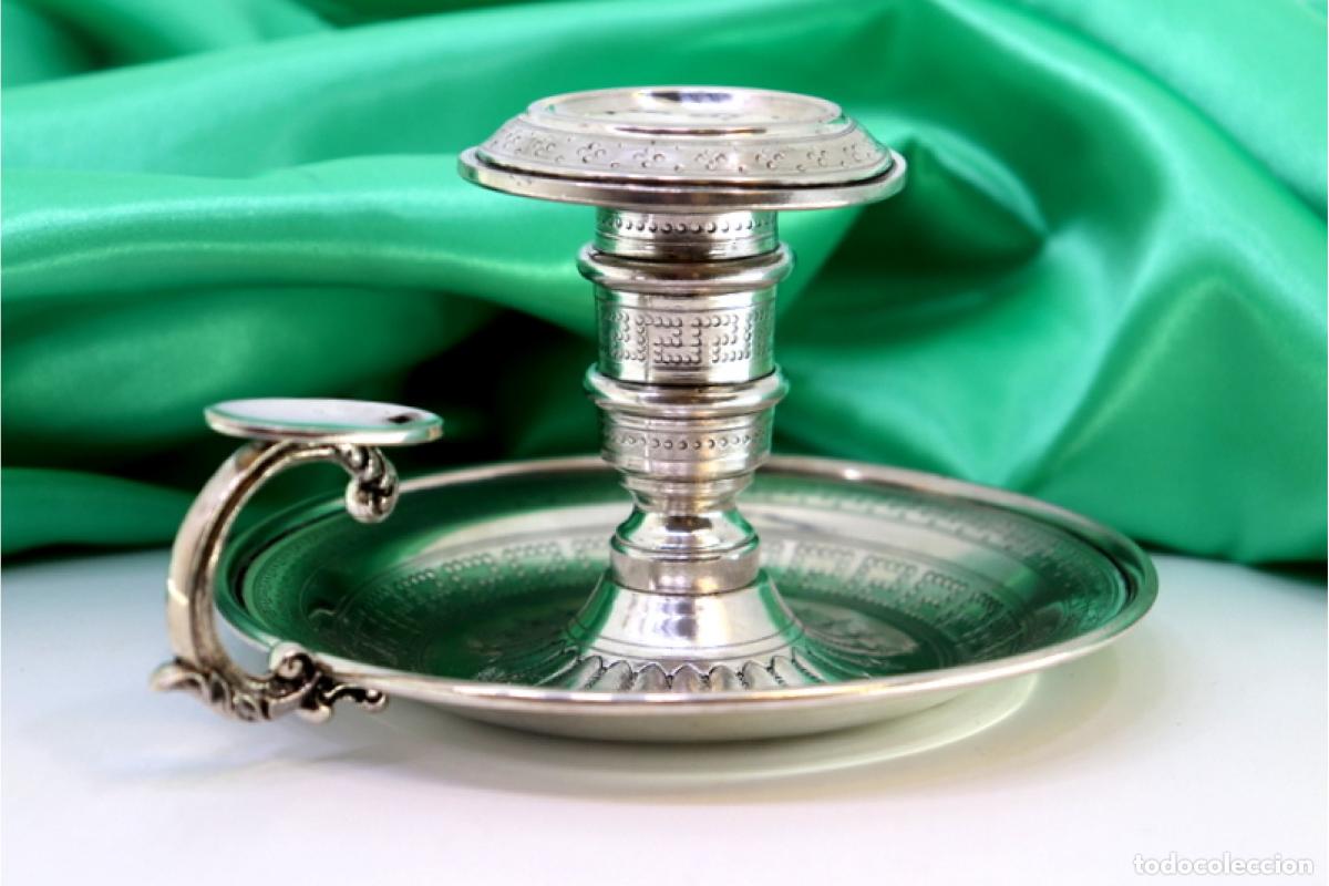 Antig&uuml;edades: Candelabro de mano, en plata - Foto 2
