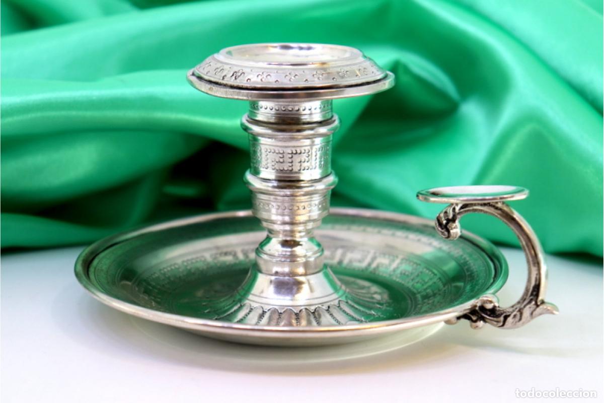 Antiquit&auml;ten: Candelabro de mano, en plata