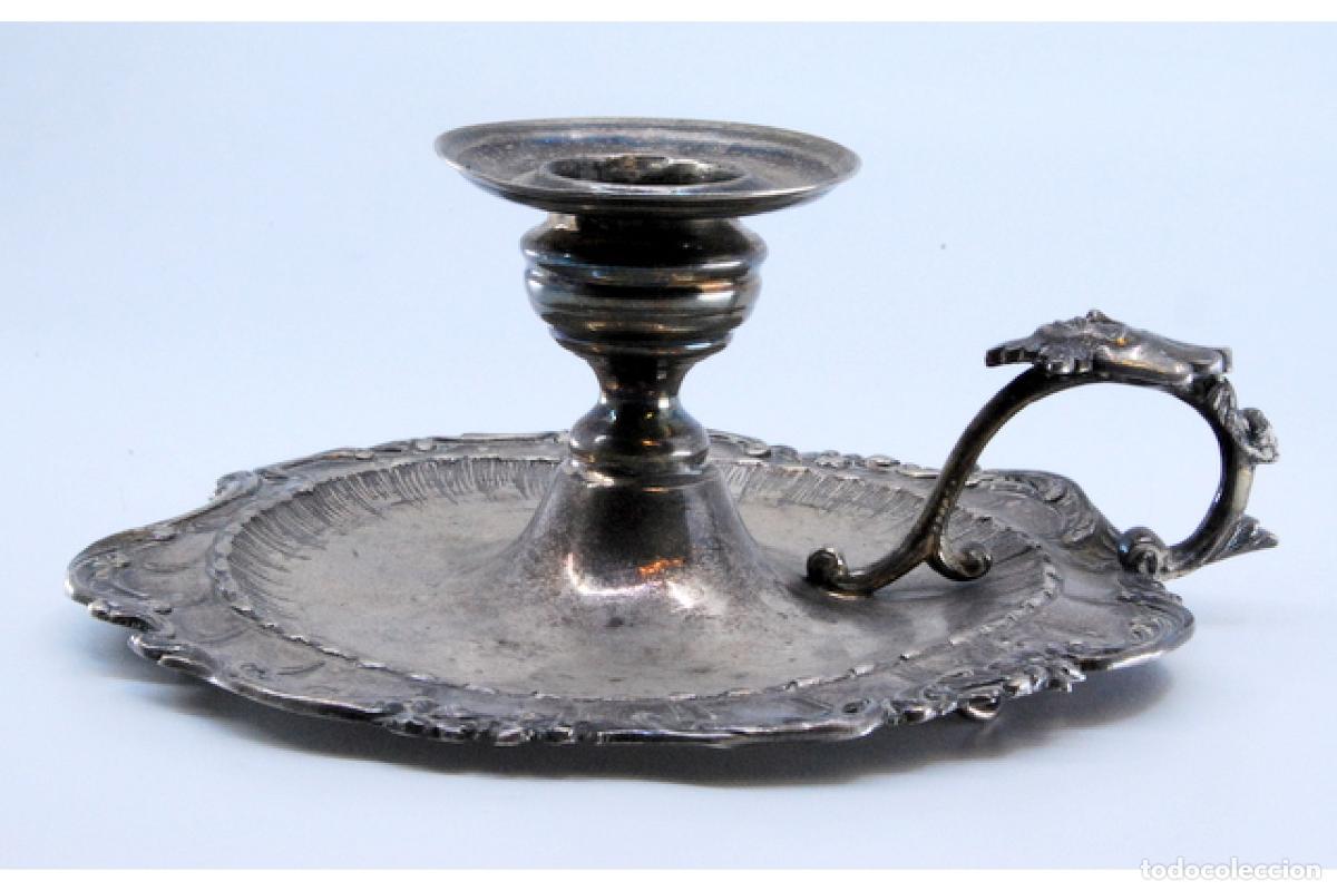 Antig&uuml;edades: Candelabro de mano, en plata - Foto 2
