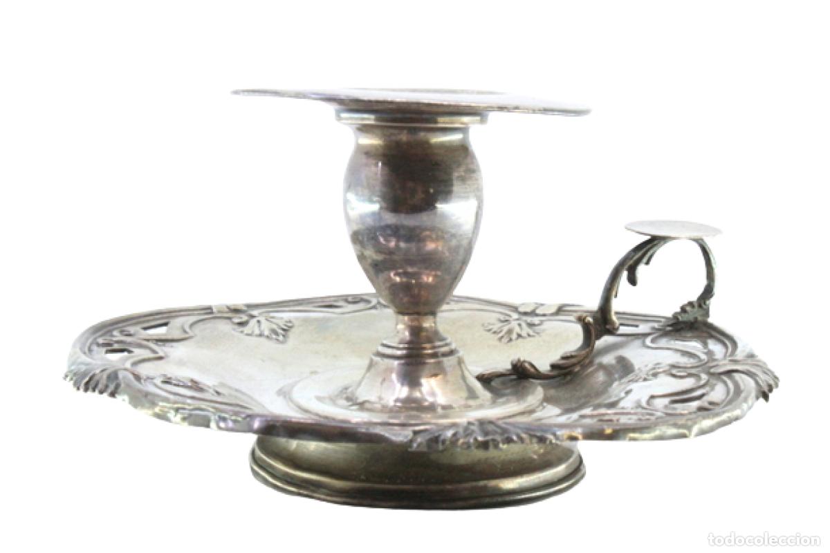 Oggetti Antichi: Candelabro de mano, en plata