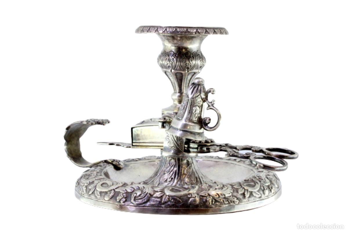 Oggetti Antichi: Candelabro de mano, en plata