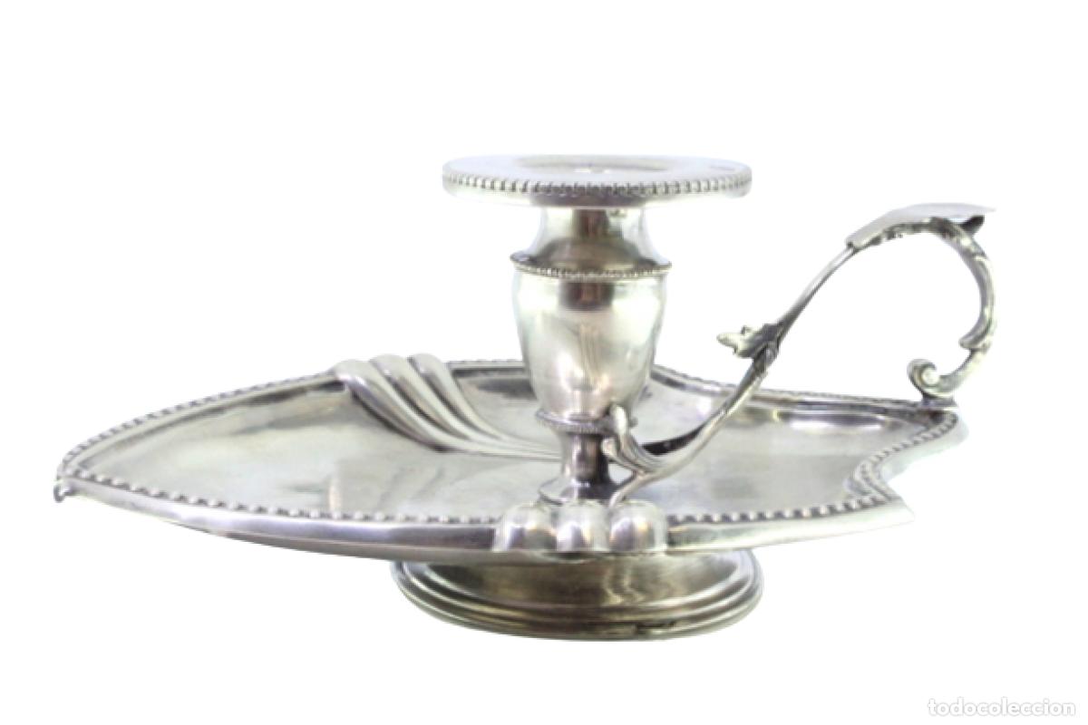 Oggetti Antichi: Candelabro de mano, en plata