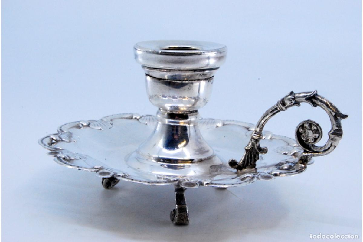 Antig&uuml;edades: Candelabro de mano, en plata - Foto 2