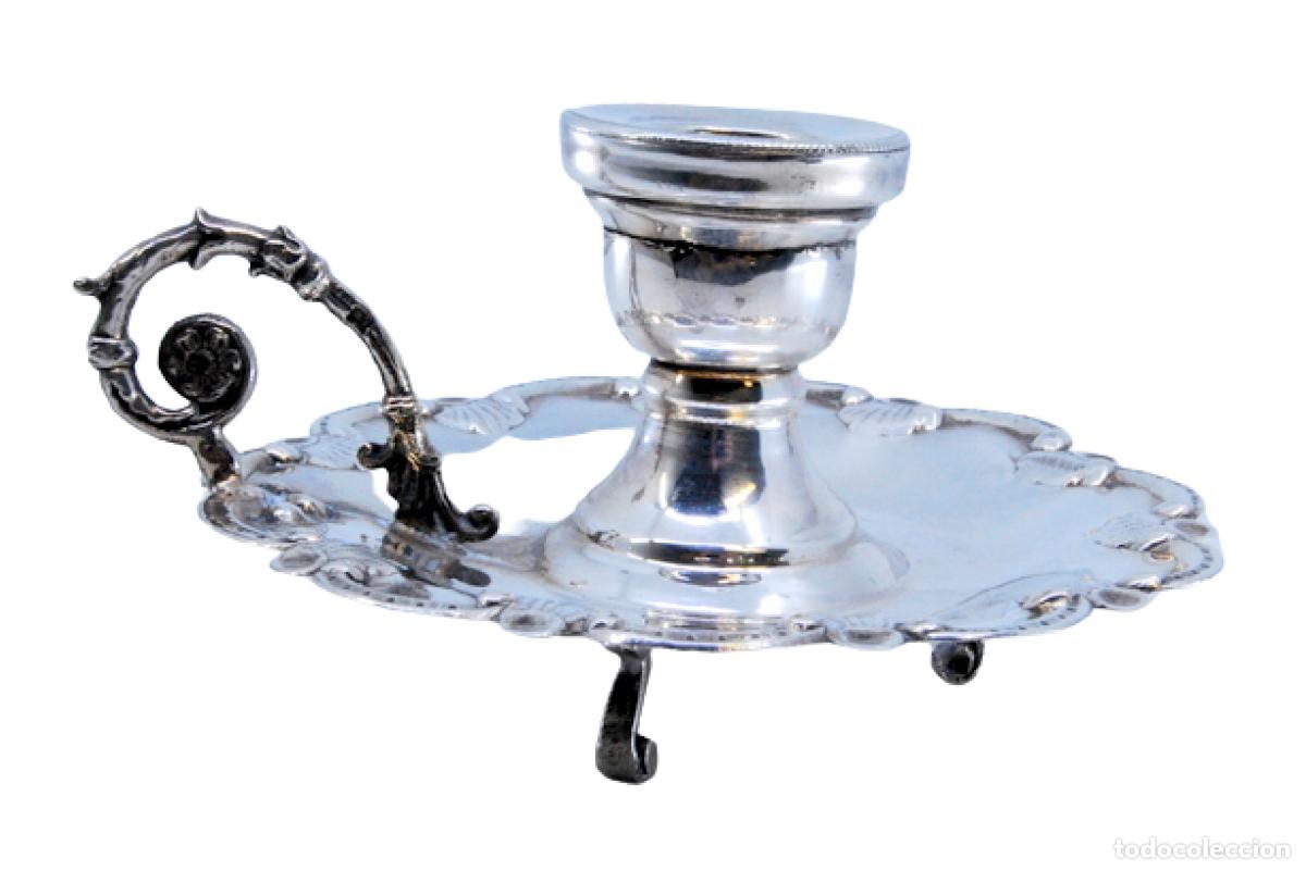 Oggetti Antichi: Candelabro de mano, en plata