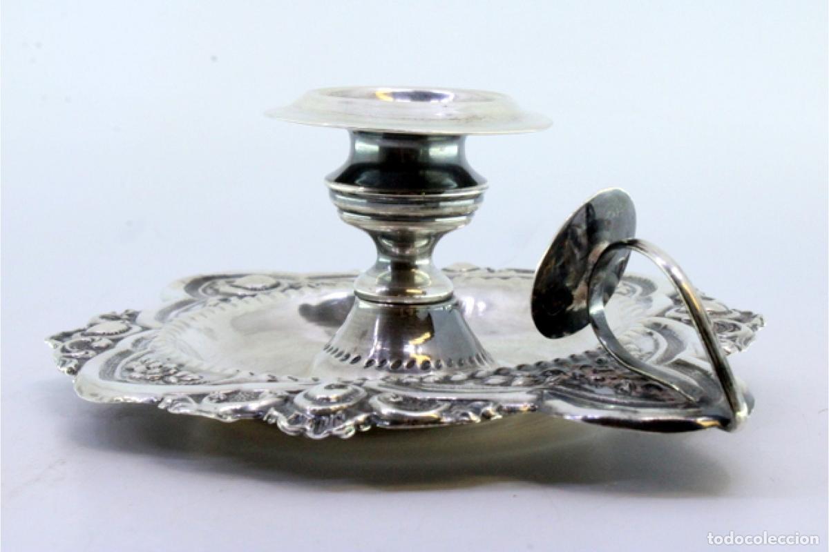 Antig&uuml;edades: Candelabro de mano, en plata - Foto 2