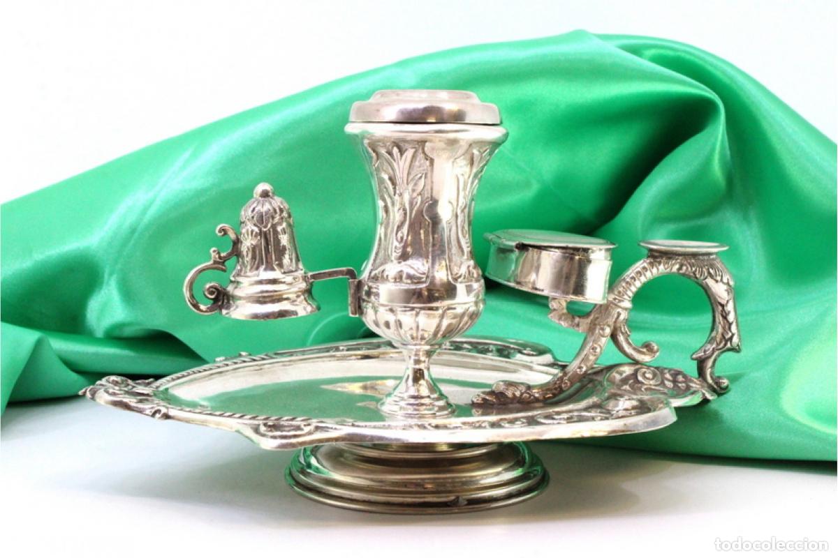 Oggetti Antichi: Candelabro de mano, en plata