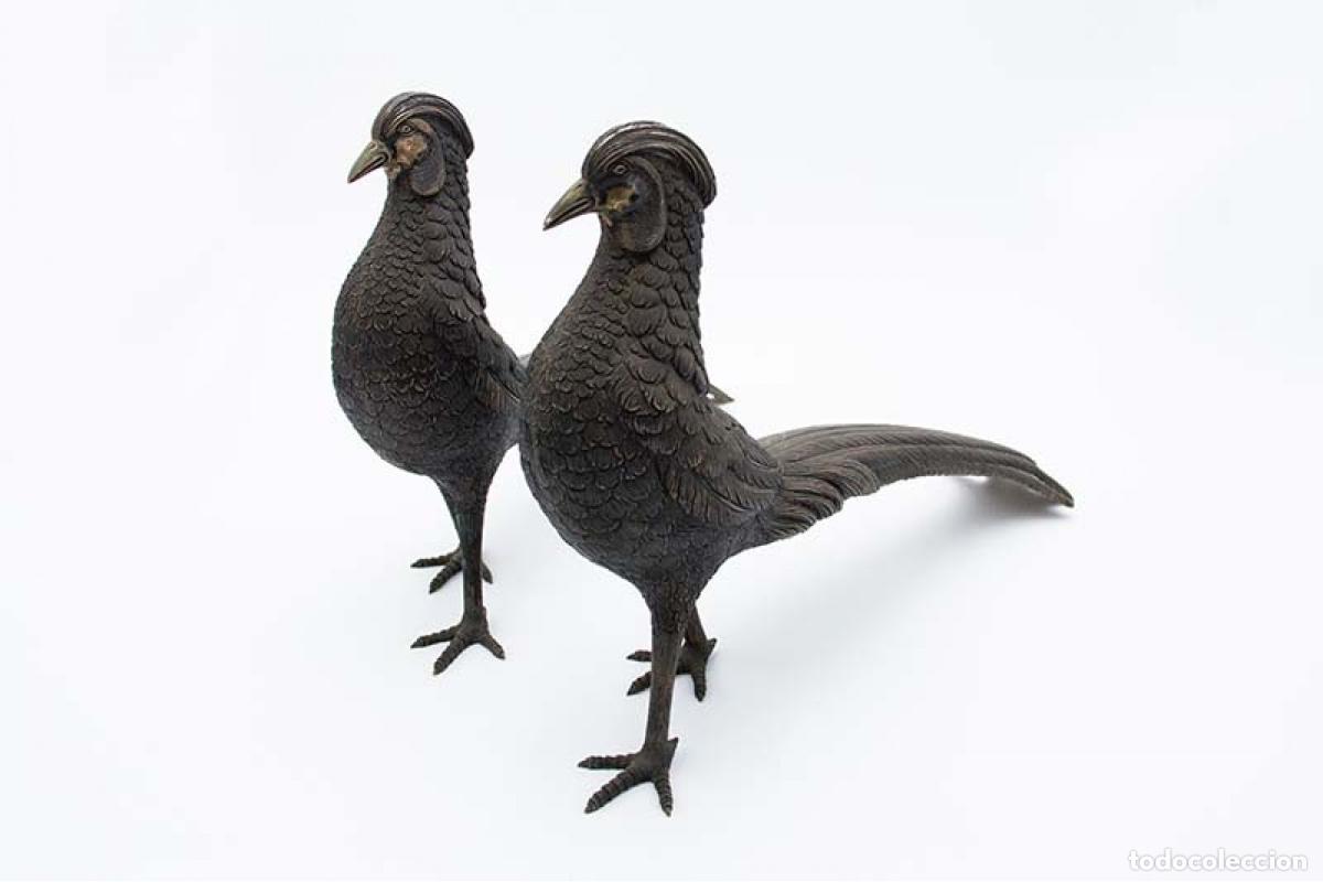 Antiques: Pareja de faisanes en plata