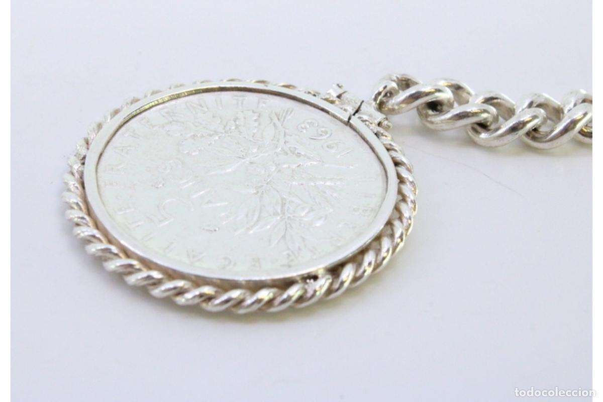Antig&uuml;edades: Llavero de plata - moneda de 5 francos - Foto 3