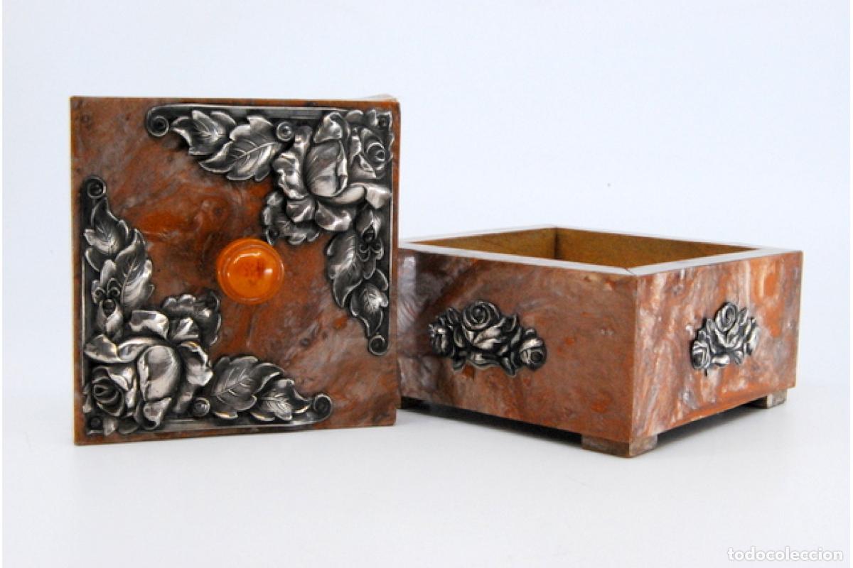 Antig&uuml;edades: Joyero, hecho de madera y plata. - Foto 3