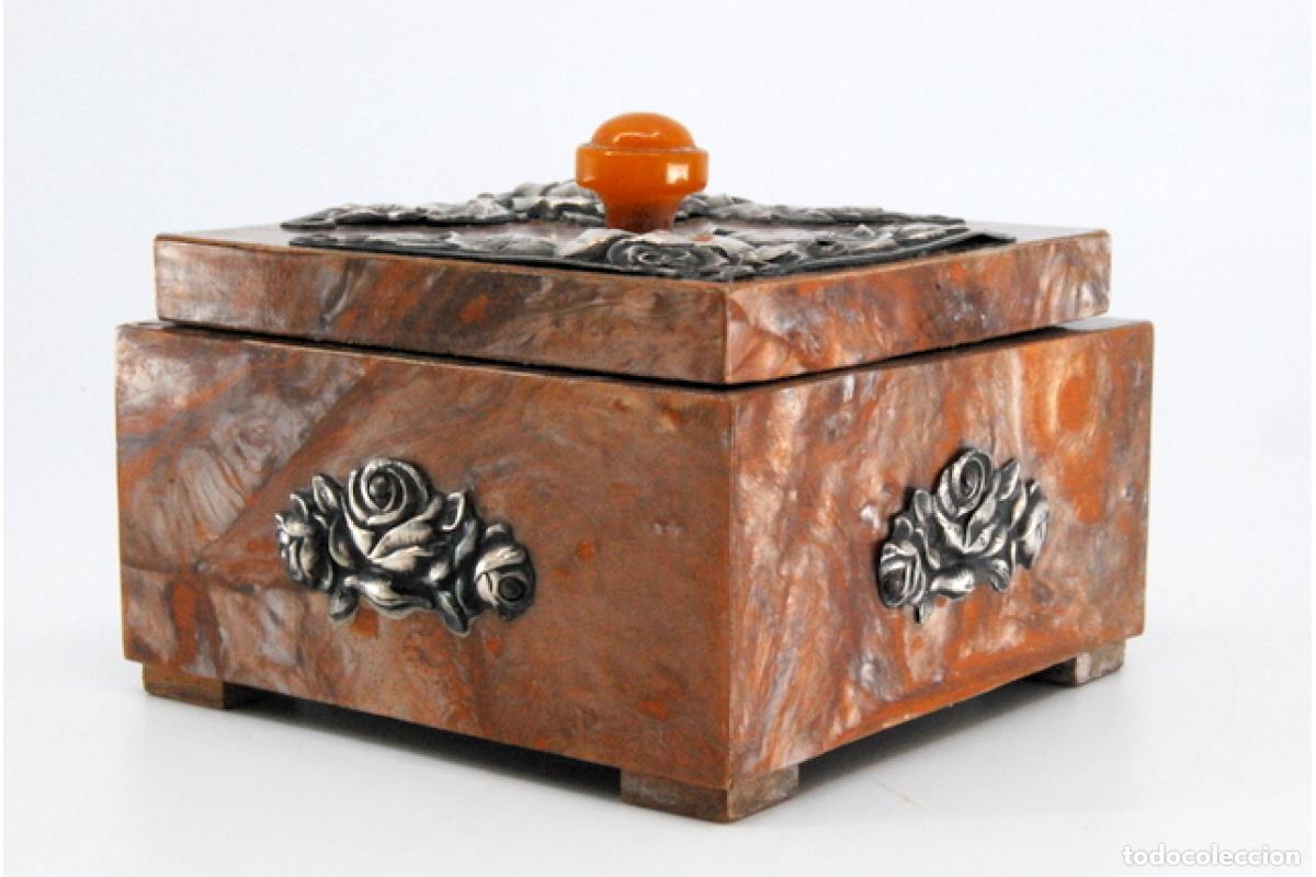 Antig&uuml;edades: Joyero, hecho de madera y plata. - Foto 4