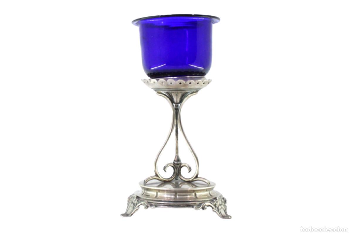 Antiguidades: Portavelas de plata para altar