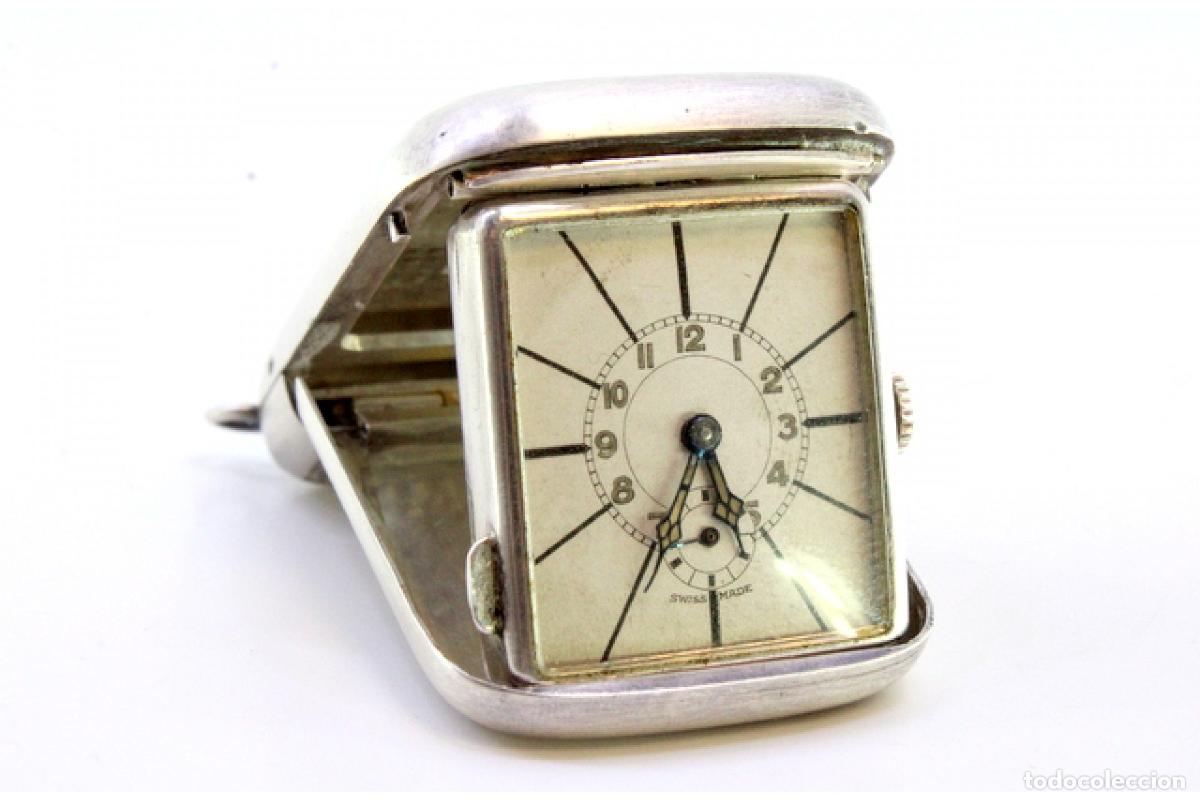 Antig&uuml;edades: Reloj de viaje, en plata - Foto 2