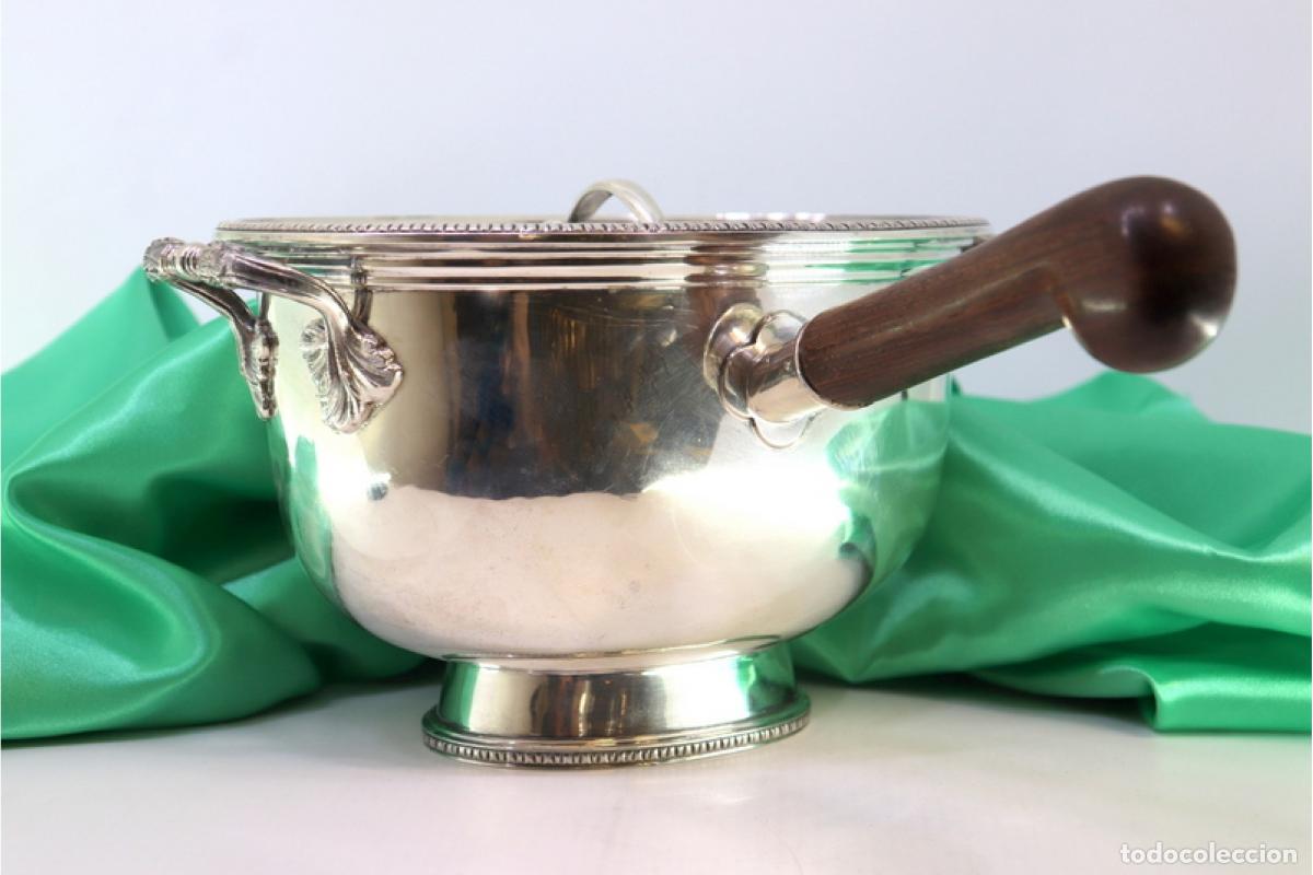 Antig&uuml;edades: Plato para mantener caliente de plata - Foto 3