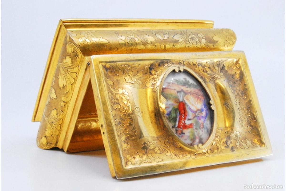 Antig&uuml;edades: Joyero de plata ba&ntilde;ada en oro. - Foto 6