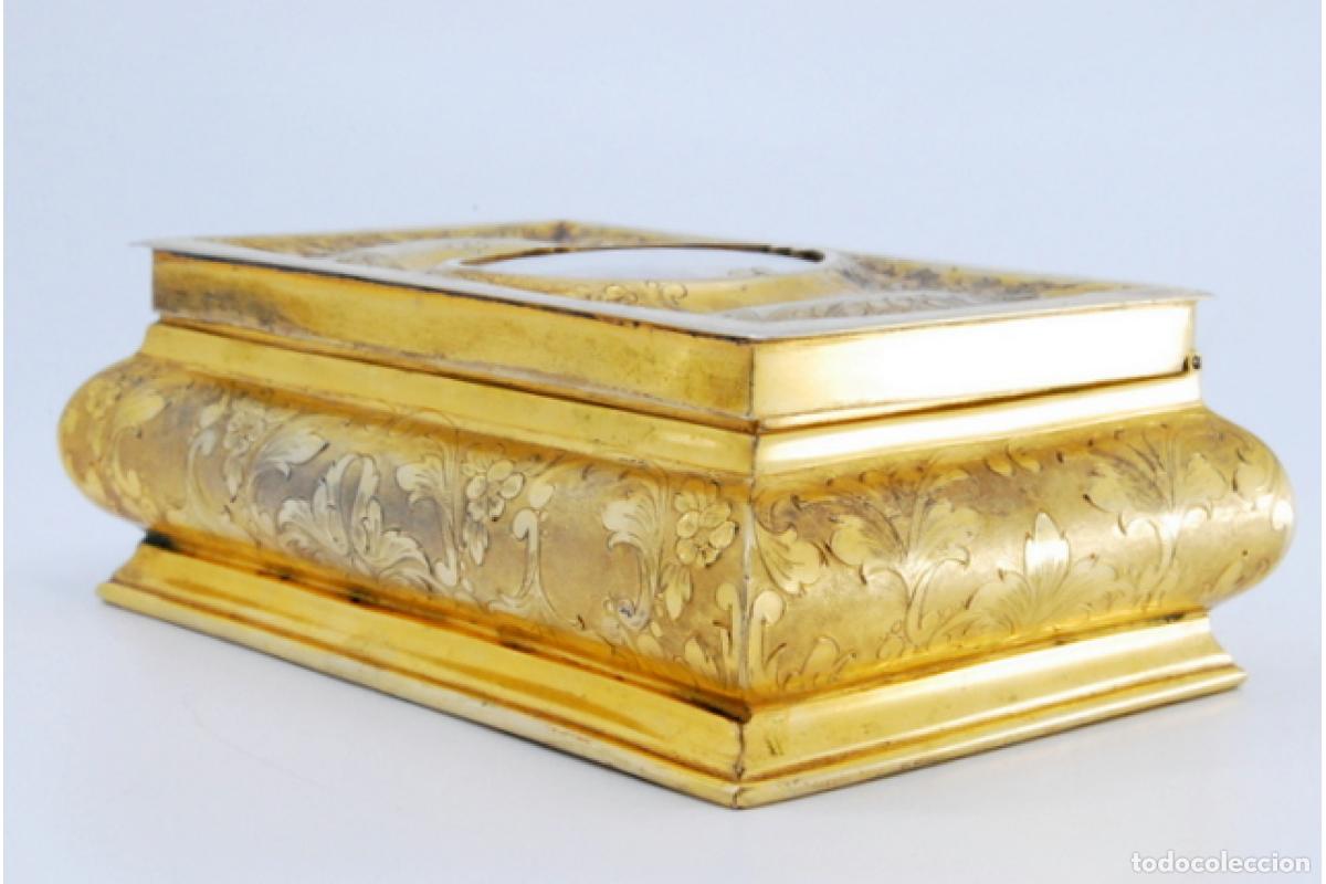 Antig&uuml;edades: Joyero de plata ba&ntilde;ada en oro. - Foto 7