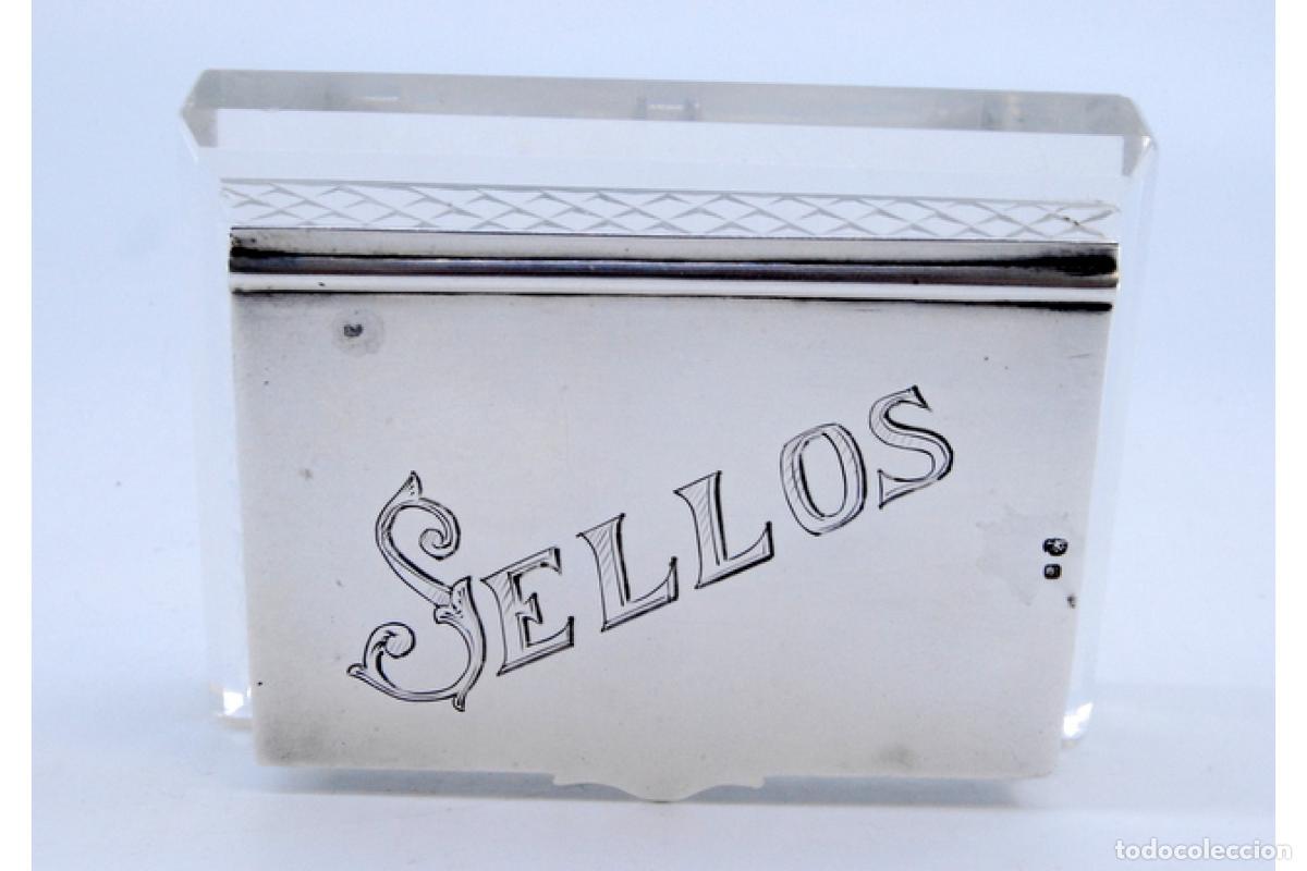 Antig&uuml;edades: Caja para sellos, de cristal y plata. - Foto 2