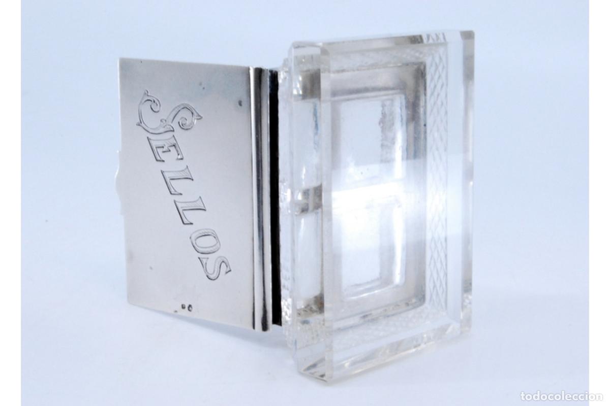 Antig&uuml;edades: Caja para sellos, de cristal y plata. - Foto 5