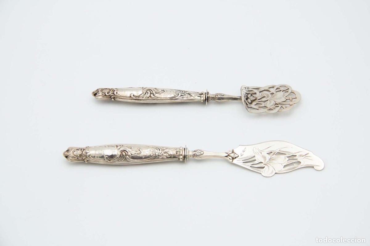 Antig&uuml;edades: Juego de cubiertos de plata para el postre. - Foto 6